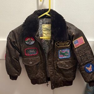 Kids Fighter Pilot Jacket - Brown